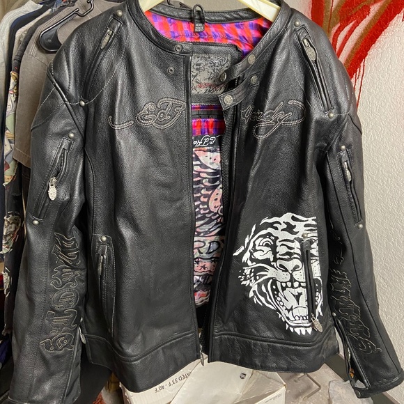 2000s Ed Hardy Leather Jacket Great Condition - Main Image